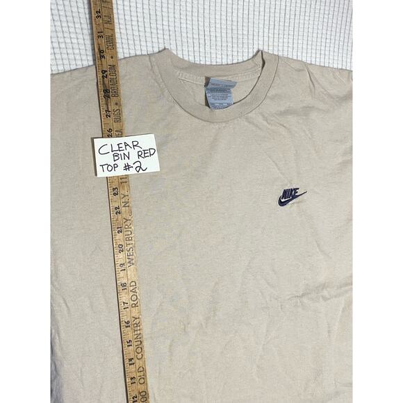 Vintage Nike Gray Tag Cream/Light Tan Essential Shirt Y2K Mini Swoosh Men SZ XXL - Picture 4 of 8